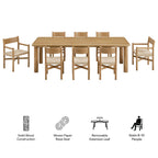 Ensemble table à manger extensible et chaises 9 pièces en bois de chêne Alvia