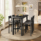Ensemble Table de Bar Rectangulaire en Bois de Chêne et 4 Tabourets Alvia