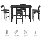 Ensemble Table de Bar Rectangulaire en Bois de Chêne et 4 Tabourets Alvia