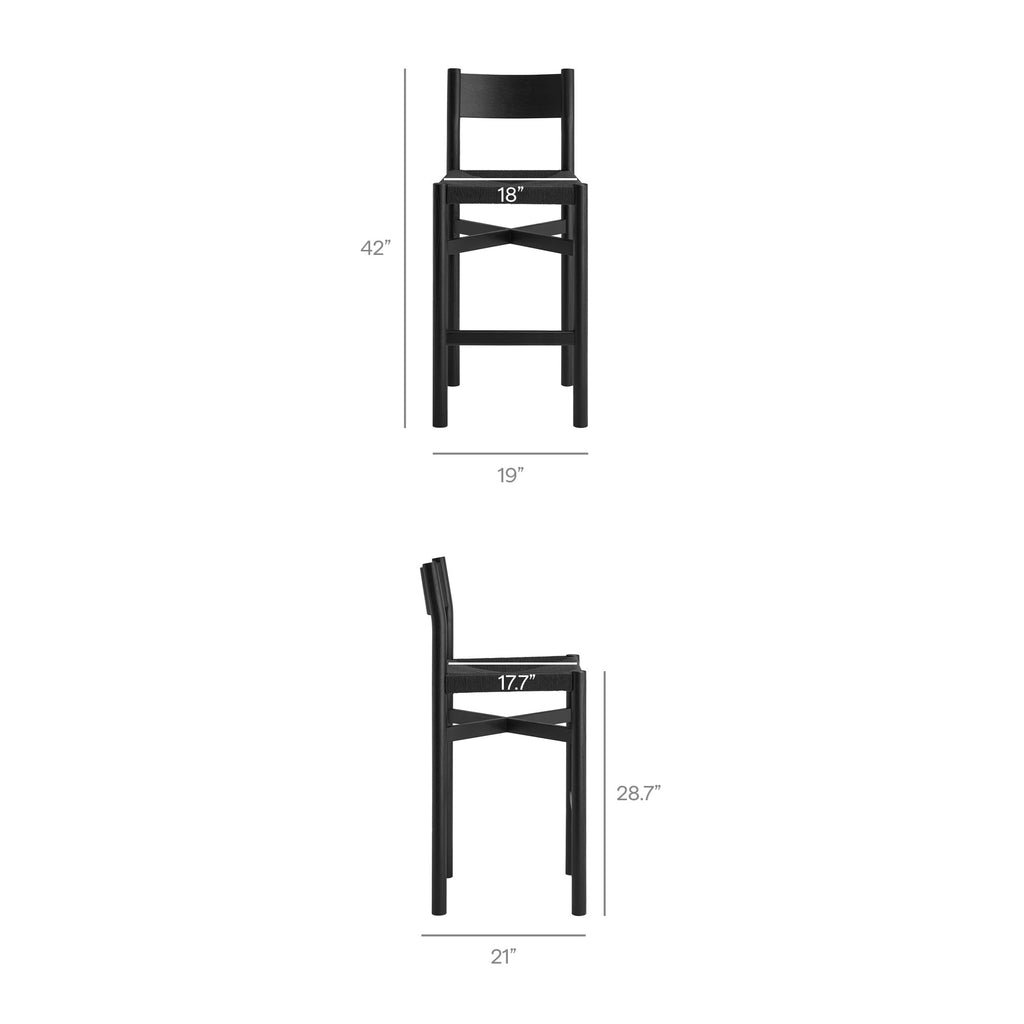Ensemble Table de Bar Rectangulaire en Bois de Chêne et 4 Tabourets Alvia