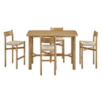 Ensemble Table de Bar Rectangulaire en Bois de Chêne et 4 Tabourets Alvia