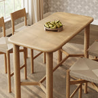 Ensemble Table de Bar Rectangulaire en Bois de Chêne et 4 Tabourets Alvia