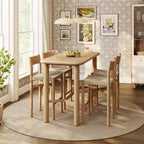 Ensemble Table de Bar Rectangulaire en Bois de Chêne et 4 Tabourets Alvia