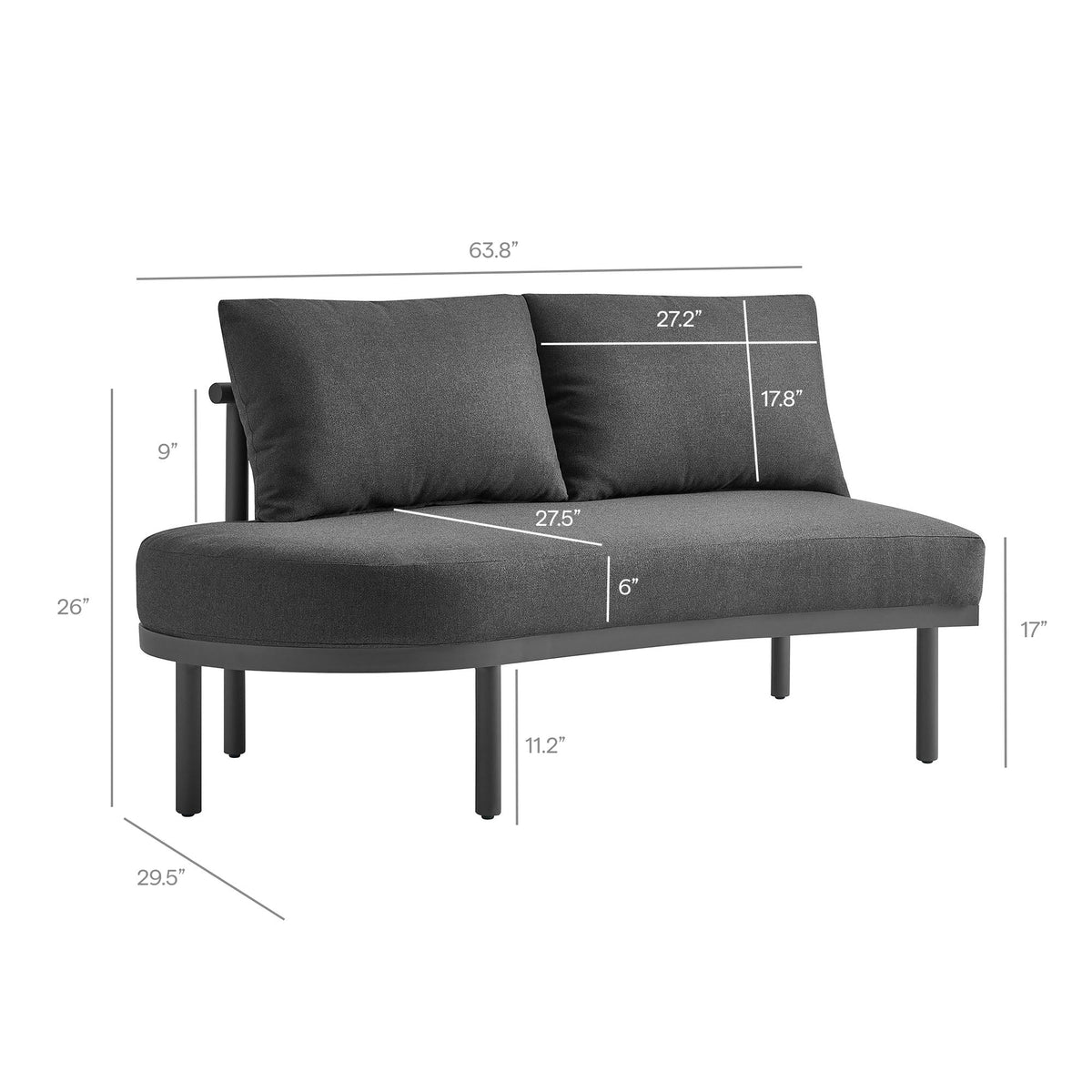 Canapé modulaire 2 places d'extérieur en aluminium Porta