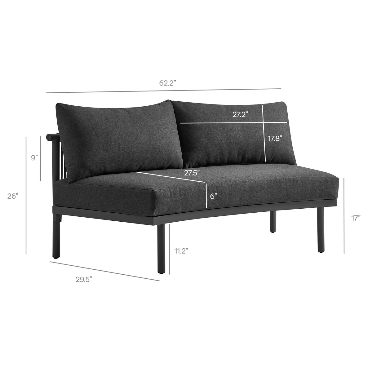 Élément modulaire extérieur en aluminium sans accoudoirs Porta