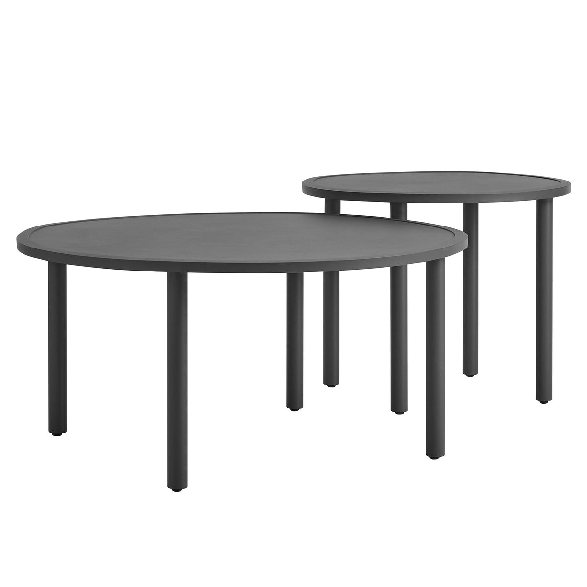 Ensemble de 2 tables basses gigognes en aluminium d'extérieur Porta