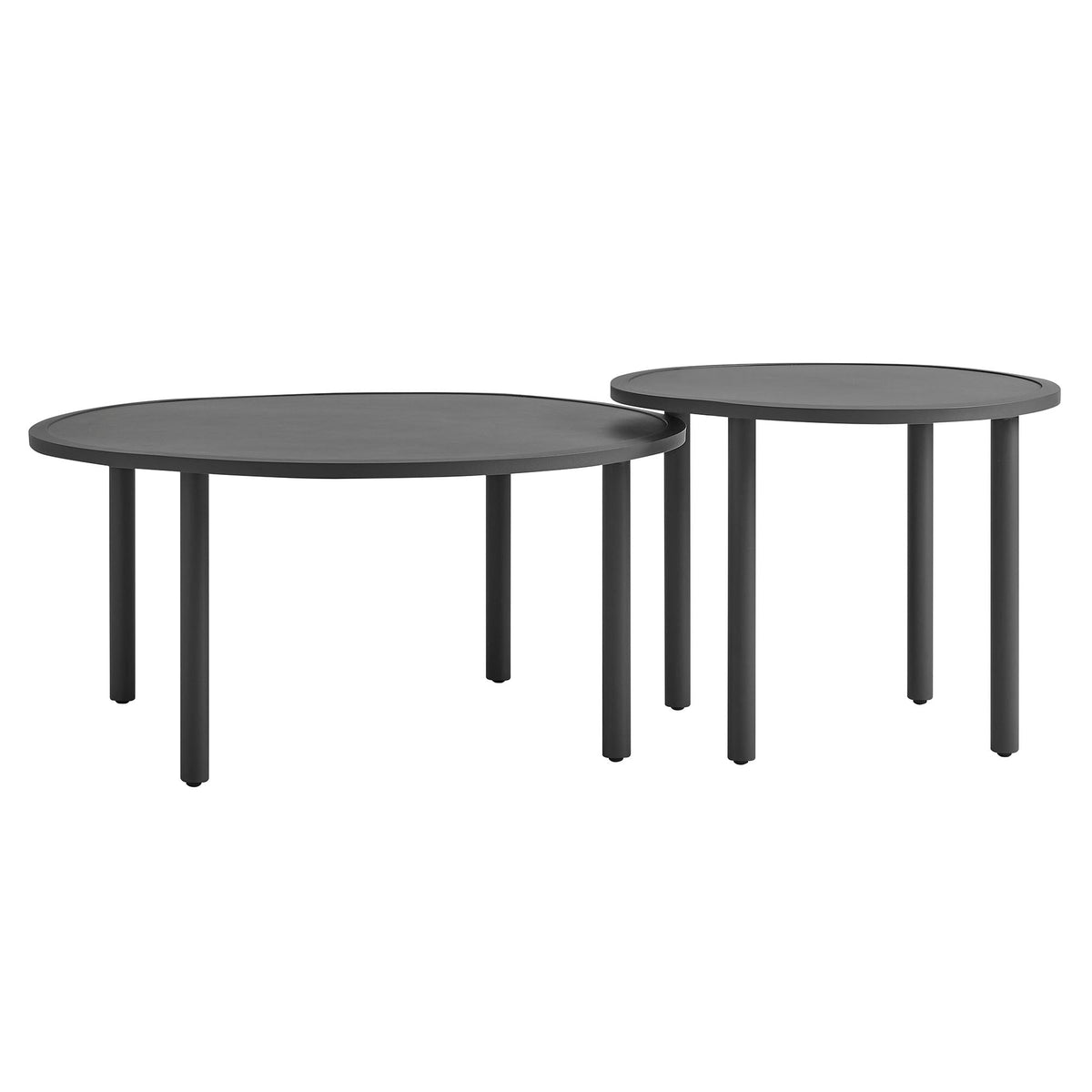 Ensemble de 2 tables basses gigognes en aluminium d'extérieur Porta
