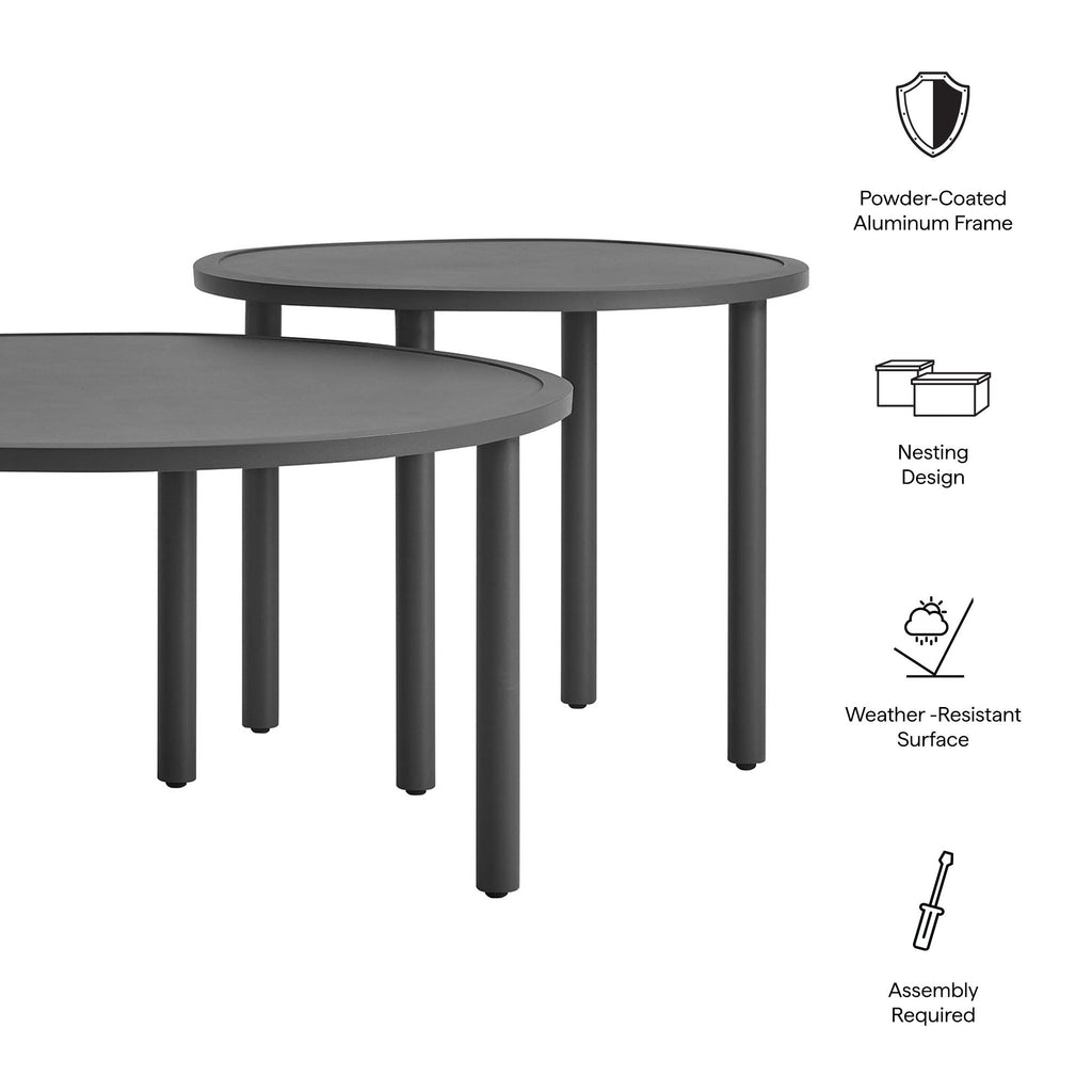 Ensemble de 2 tables basses gigognes en aluminium d'extérieur Porta