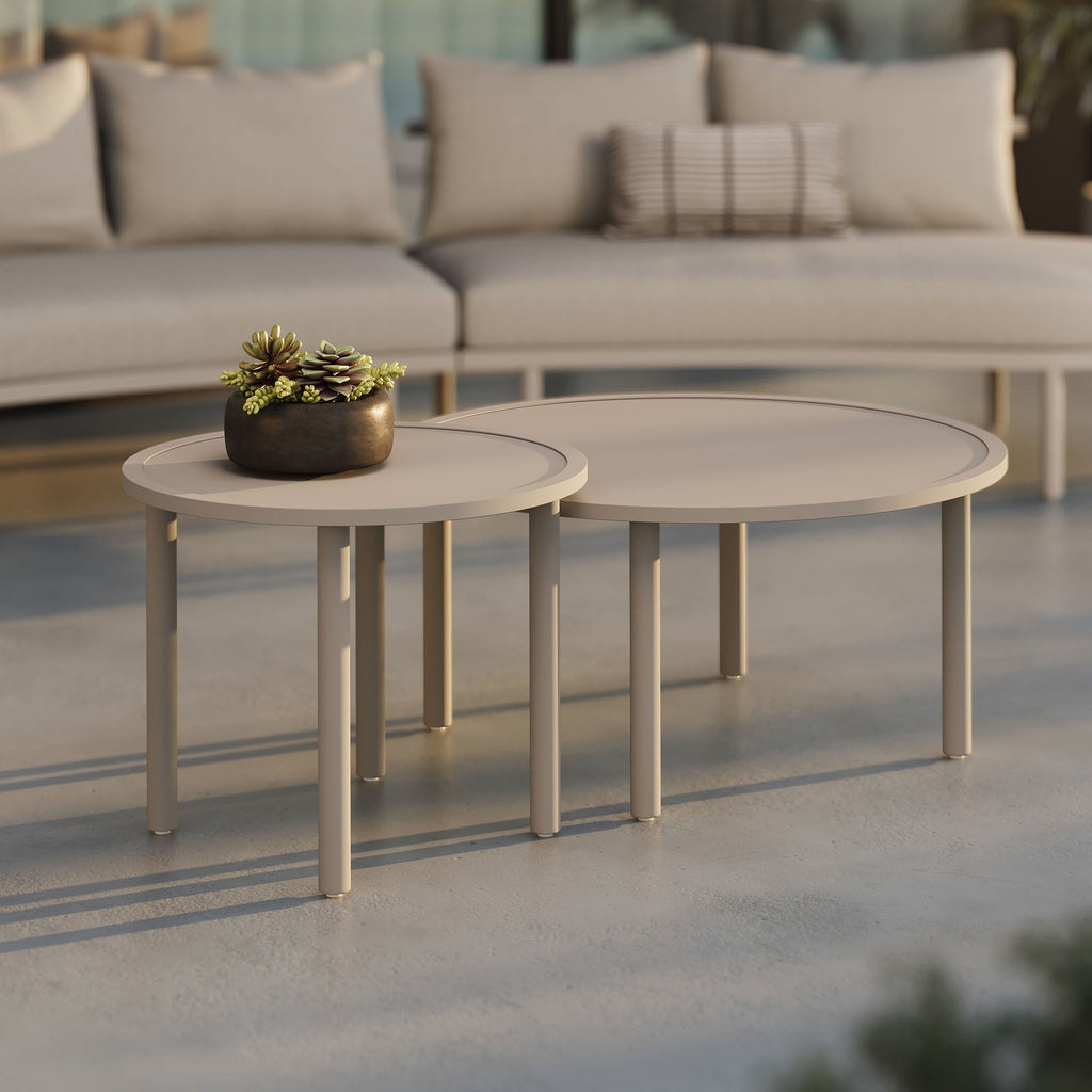 Ensemble de 2 tables basses gigognes en aluminium d'extérieur Porta