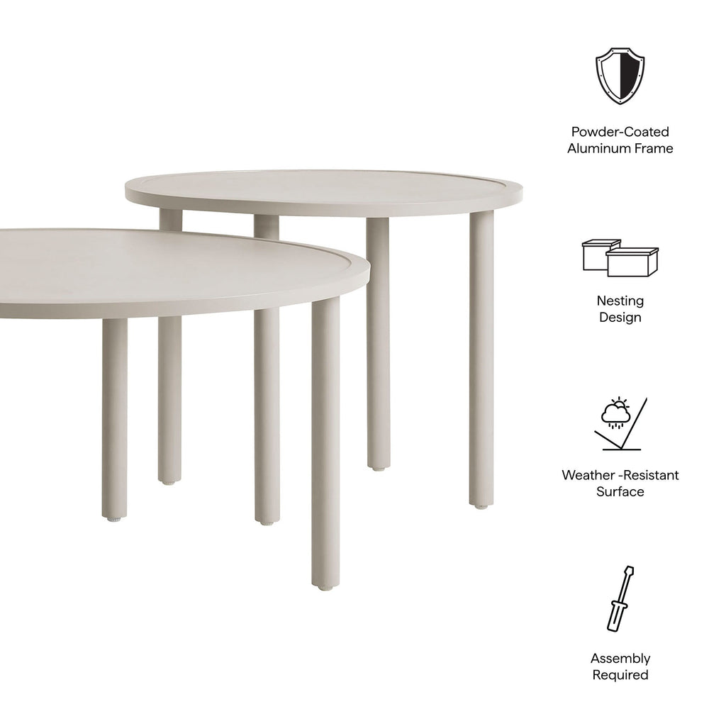 Ensemble de 2 tables basses gigognes en aluminium d'extérieur Porta