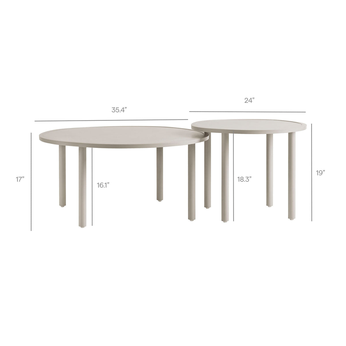 Ensemble de 2 tables basses gigognes en aluminium d'extérieur Porta
