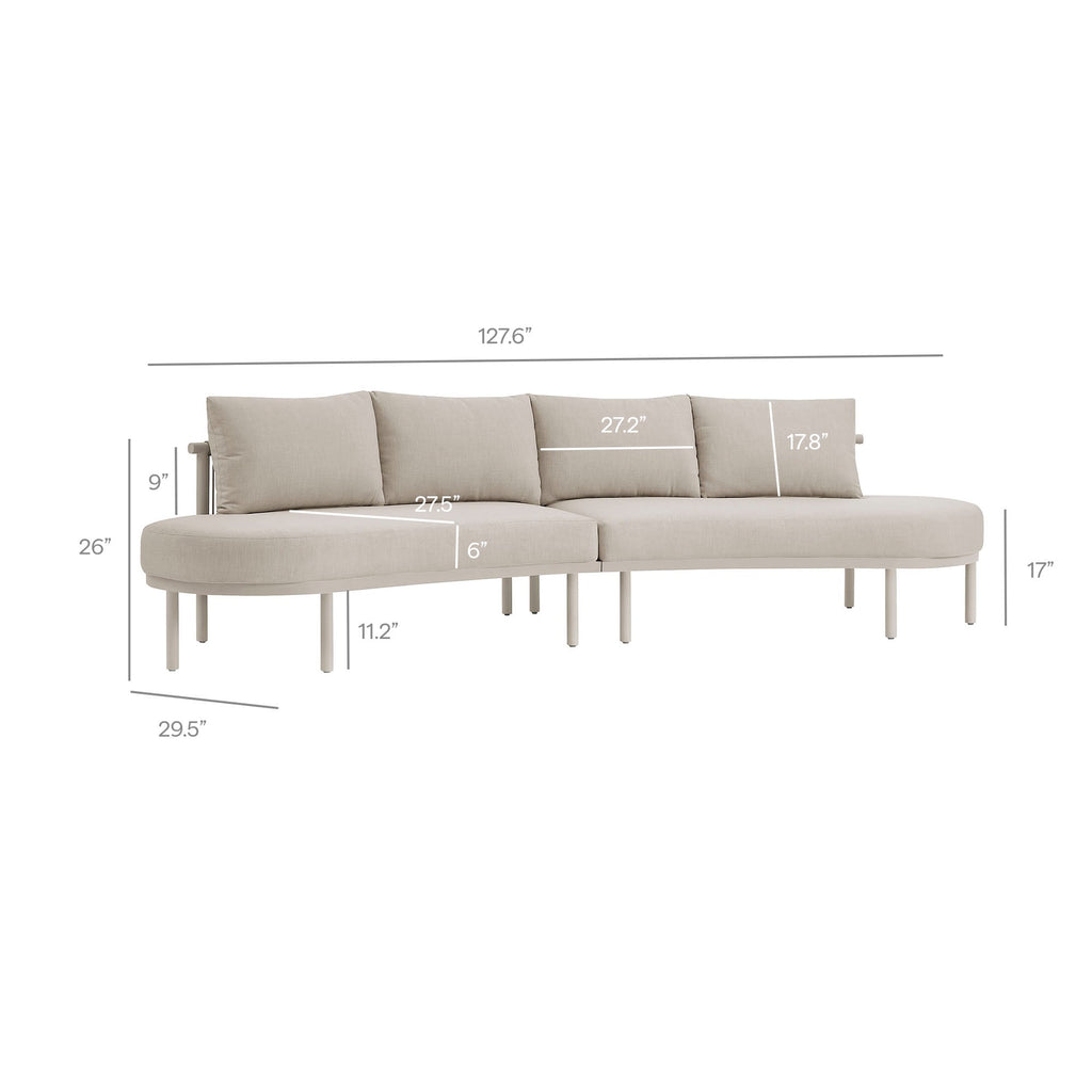 Canapé modulaire 2 places d'extérieur en aluminium Porta