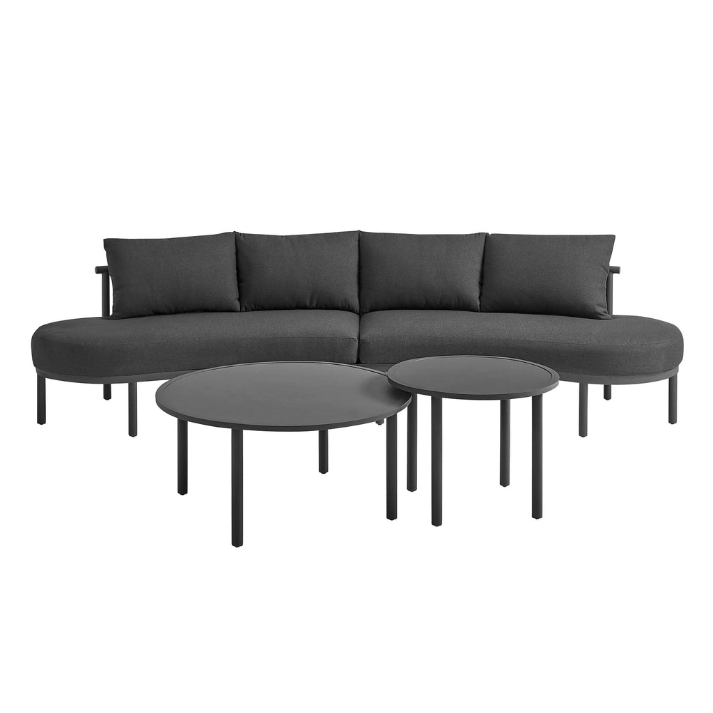 Ensemble de canapé modulaire d'extérieur 4 pièces en aluminium Porta