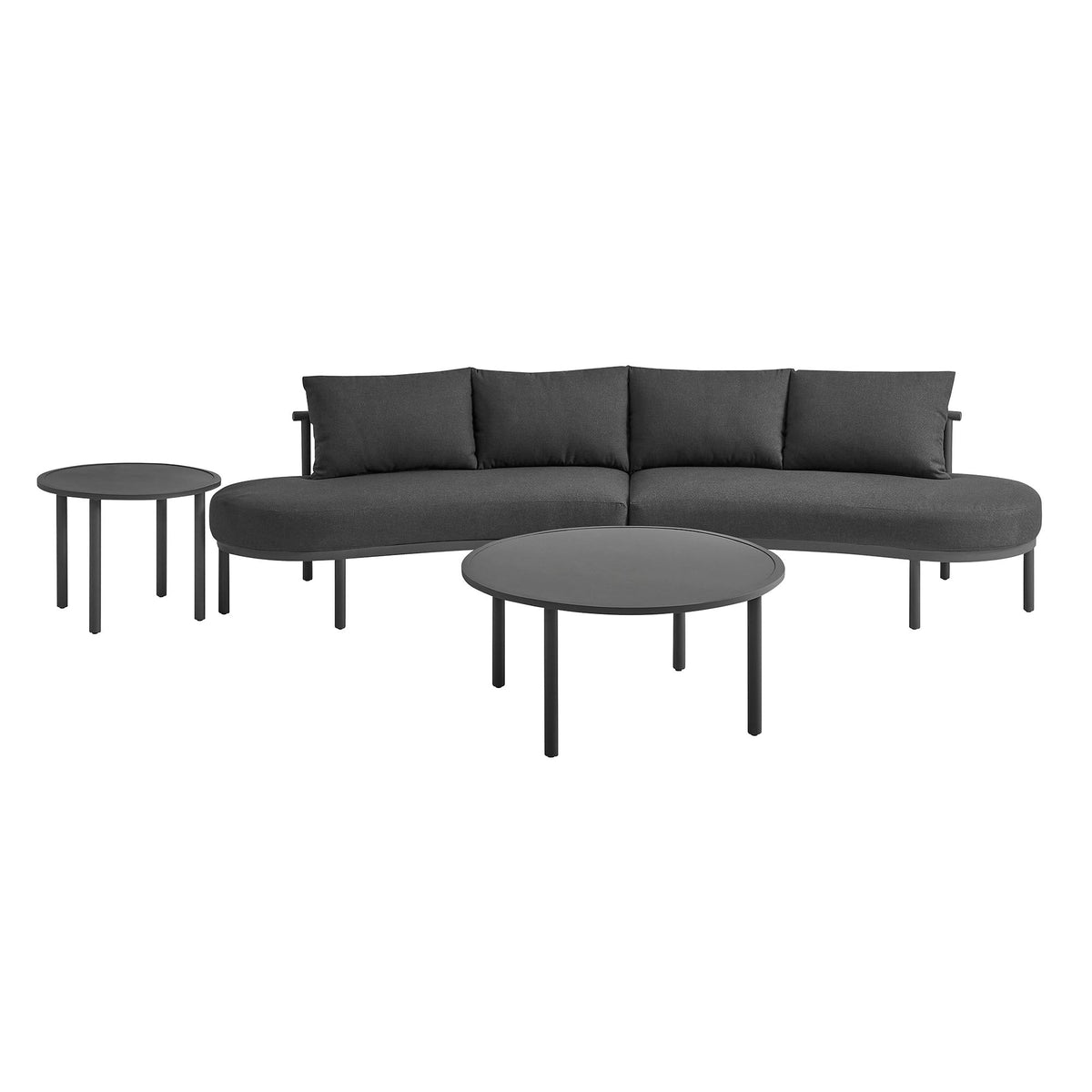 Ensemble de canapé modulaire d'extérieur 4 pièces en aluminium Porta