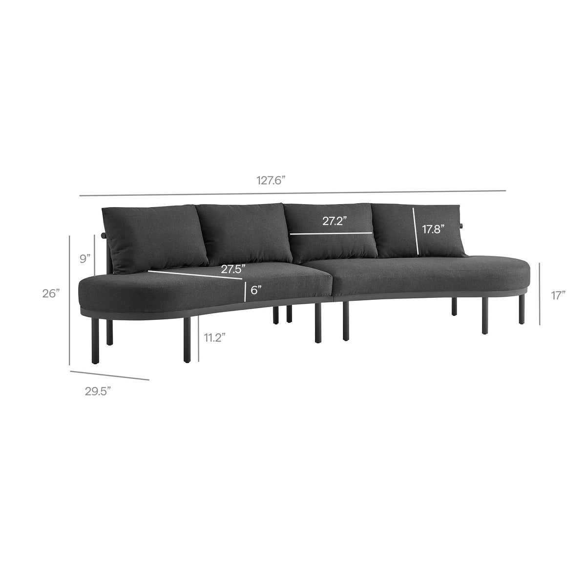 Ensemble de canapé modulaire d'extérieur 4 pièces en aluminium Porta