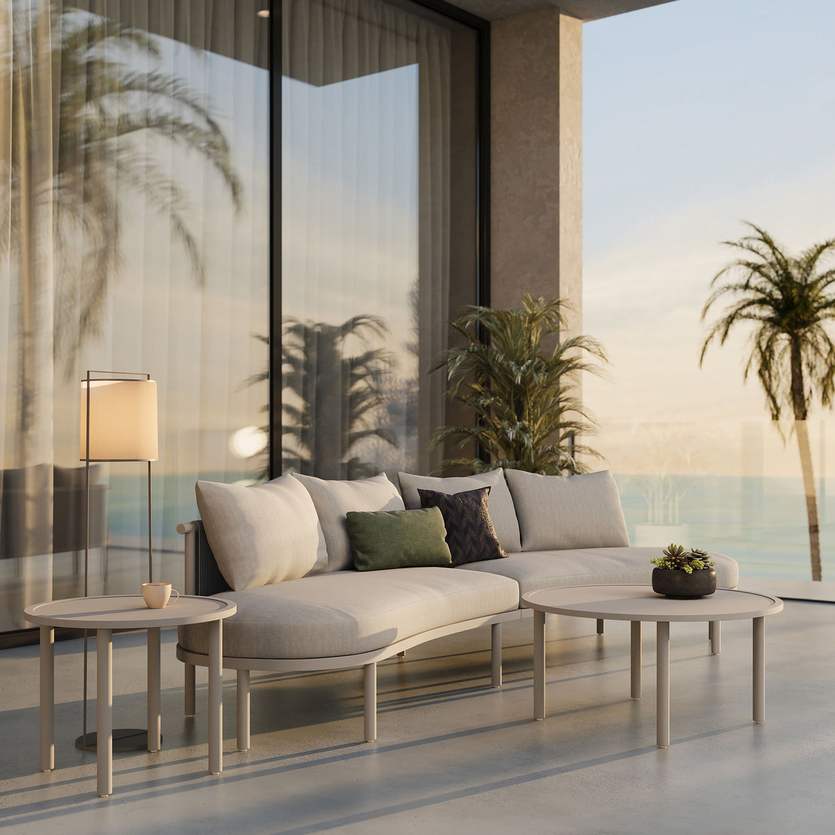Ensemble de canapé modulaire d'extérieur 4 pièces en aluminium Porta