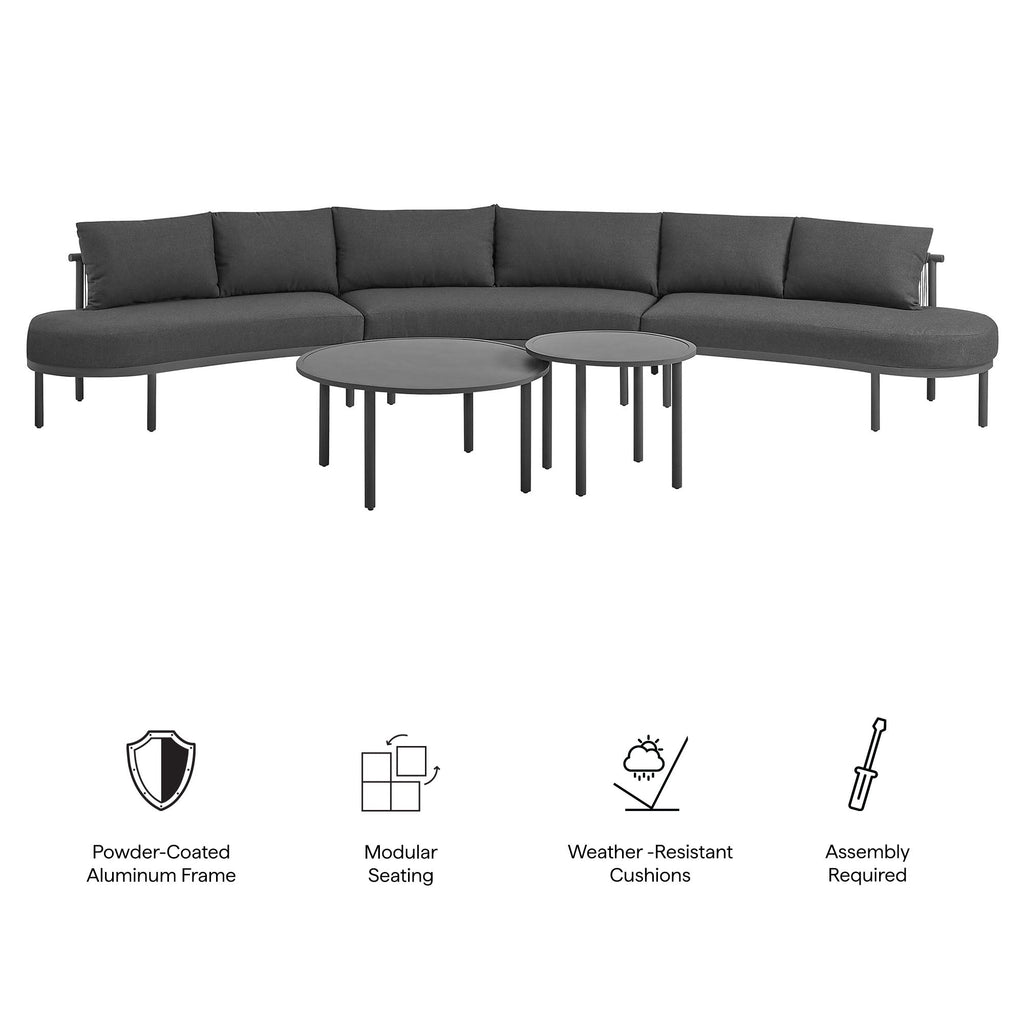 Canapé d'extérieur modulaire en aluminium 5 pièces Porta