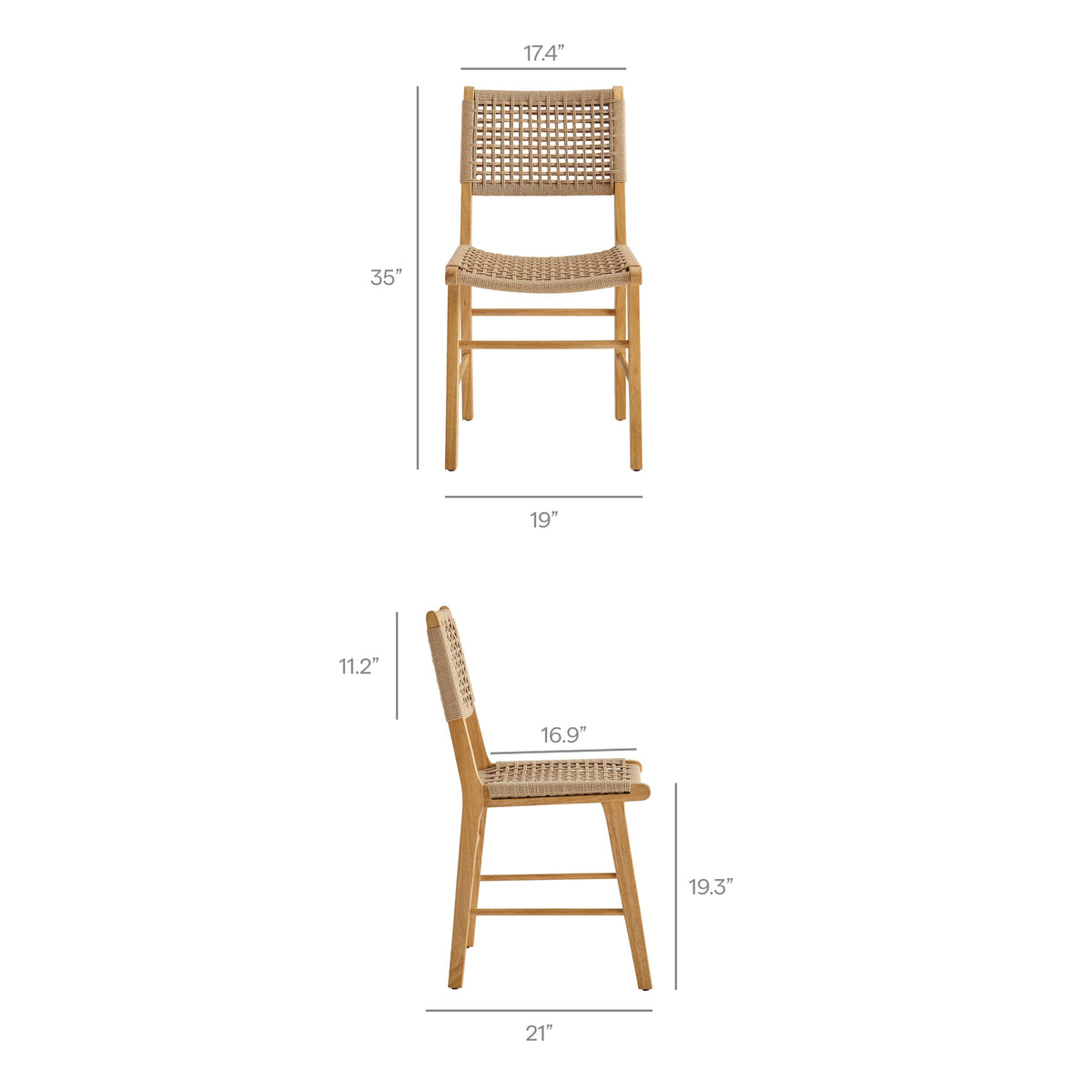 Lot de 2 chaises de salle à manger tressées Tindra