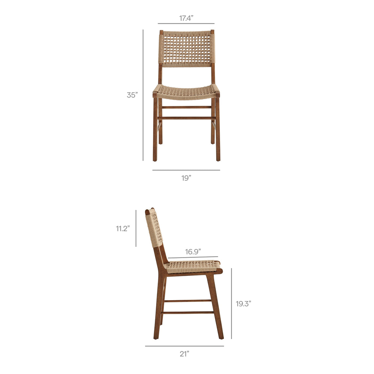 Lot de 2 chaises de salle à manger tressées Tindra