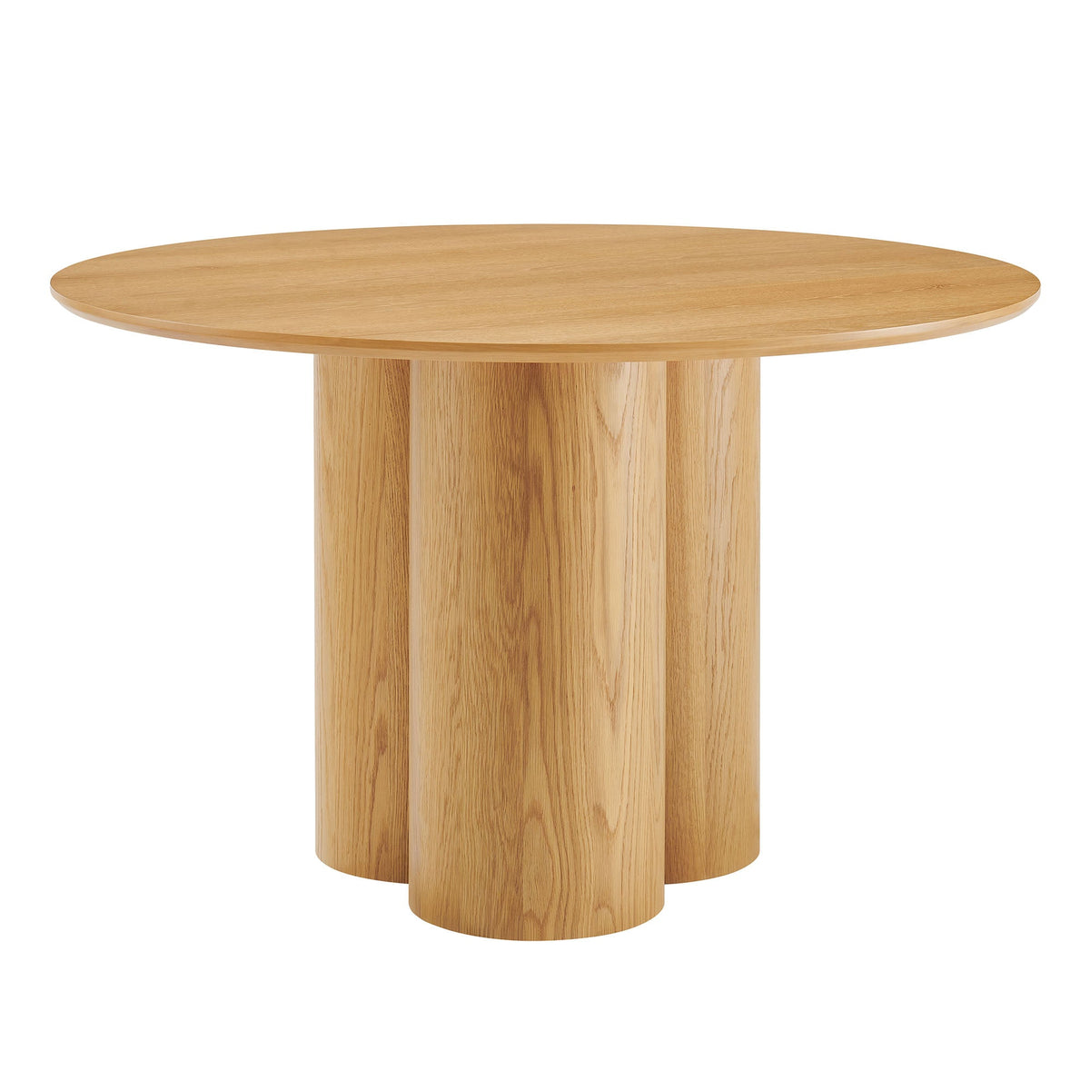 Table à manger ronde à piédestal Renwick 47 pouces en placage de chêne