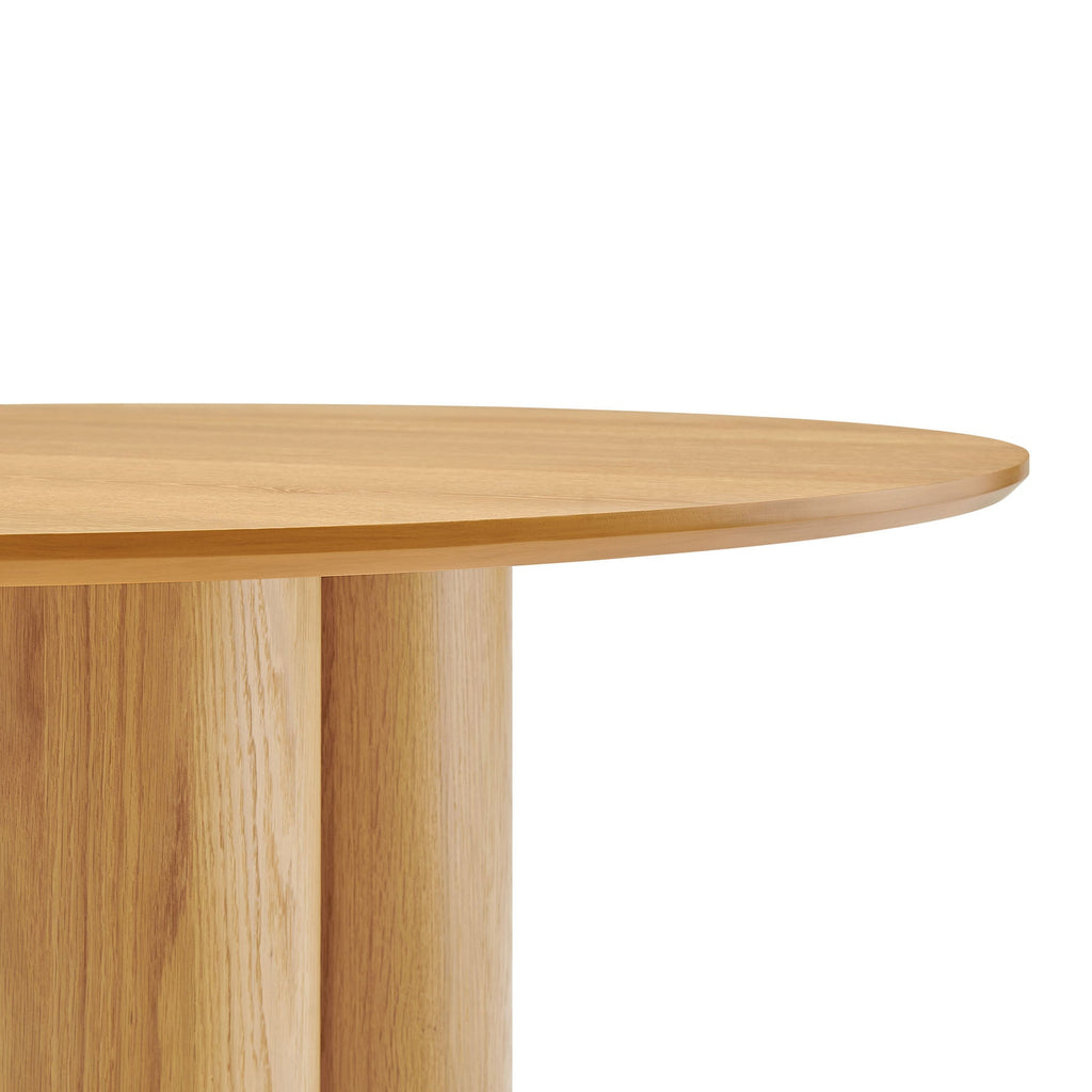 Table à manger ronde à piédestal Renwick 47 pouces en placage de chêne