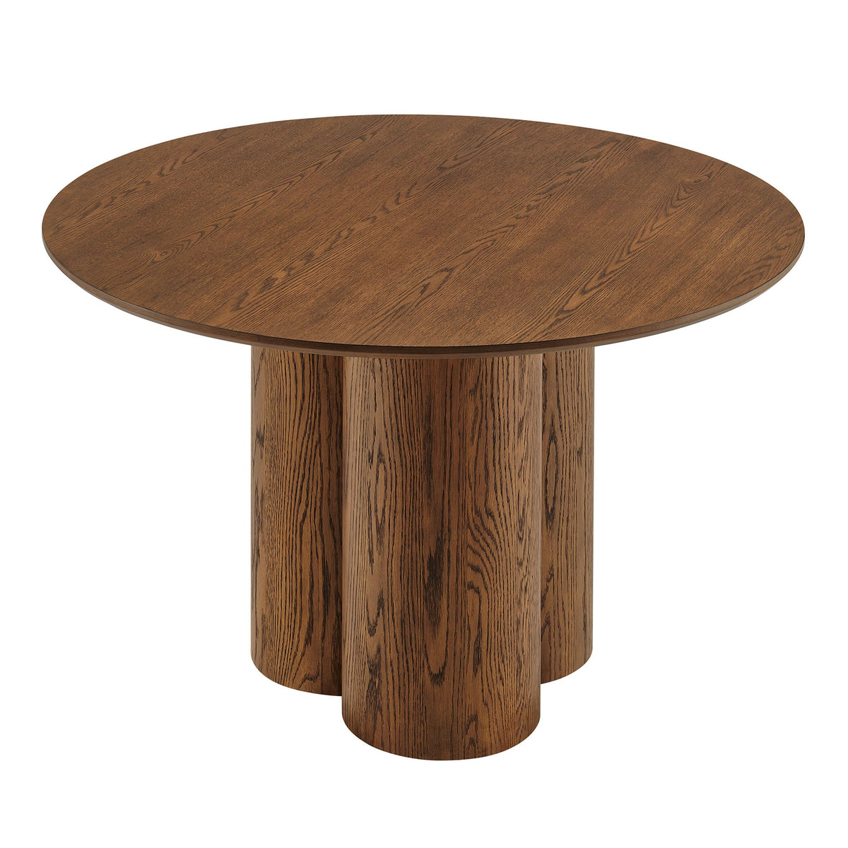 Table à manger ronde à piédestal Renwick 47 pouces en placage de chêne