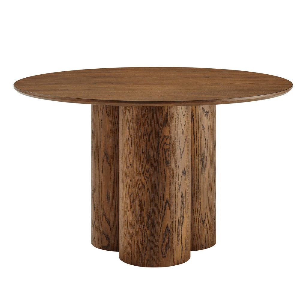 Table à manger ronde à piédestal Renwick 47 pouces en placage de chêne