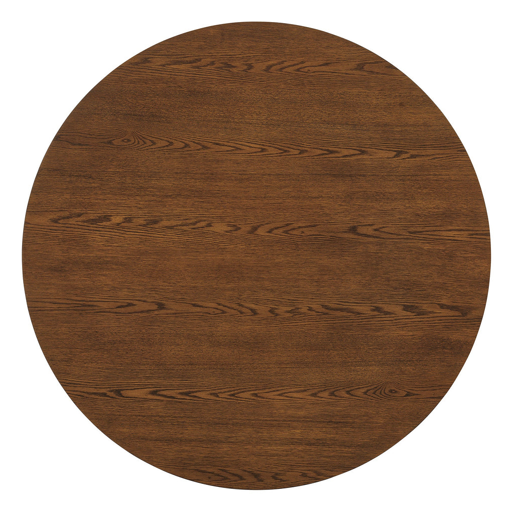Table à manger ronde à piédestal Renwick 47 pouces en placage de chêne