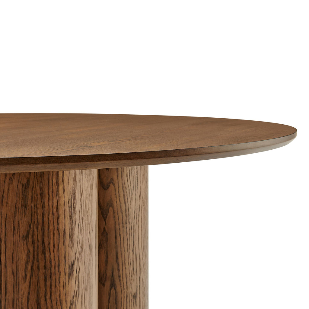 Table à manger ronde à piédestal Renwick 47 pouces en placage de chêne