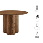 Table à manger ronde à piédestal Renwick 47 pouces en placage de chêne