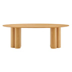 Table de salle à manger ovale sur pied Renwick de 79 po en placage de chêne