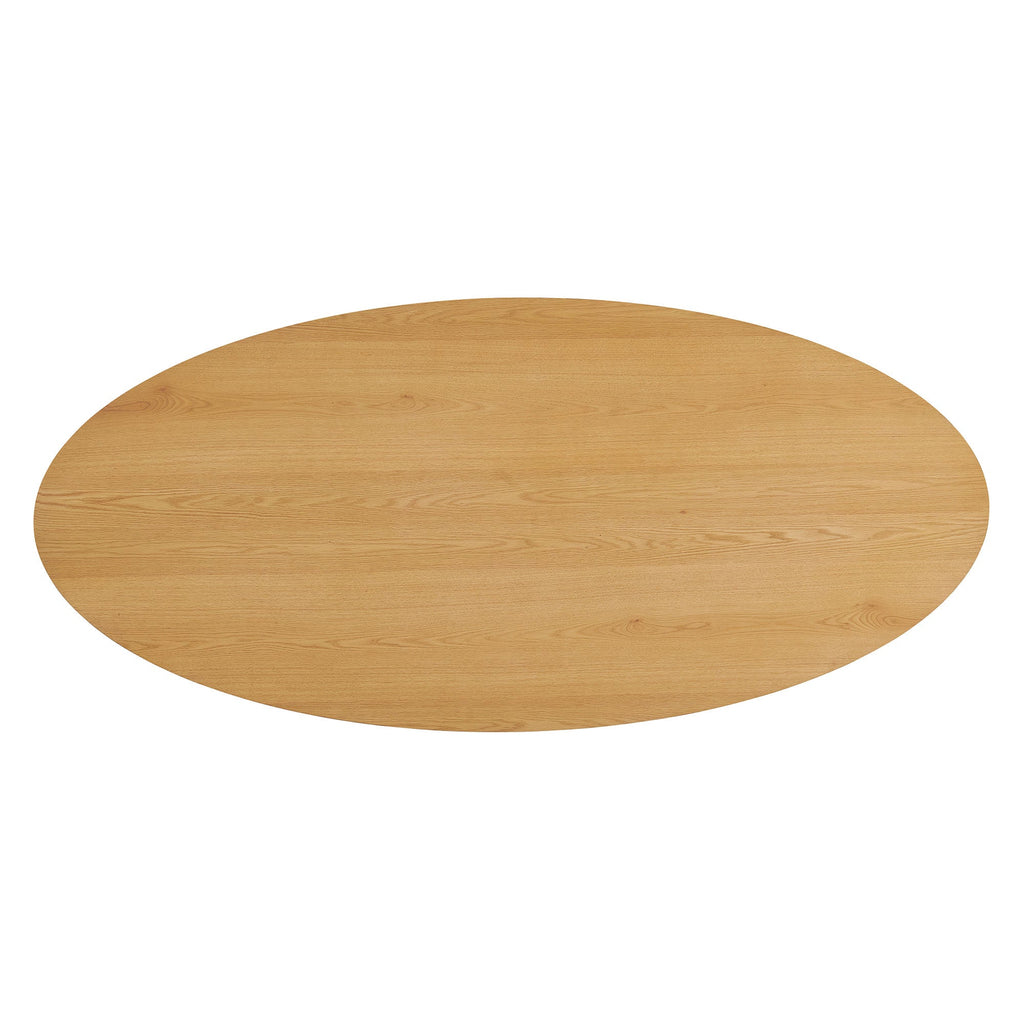 Table de salle à manger ovale sur pied Renwick de 79 po en placage de chêne
