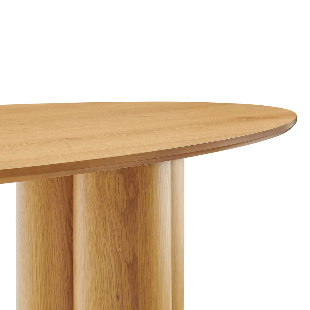 Table de salle à manger ovale sur pied Renwick de 79 po en placage de chêne