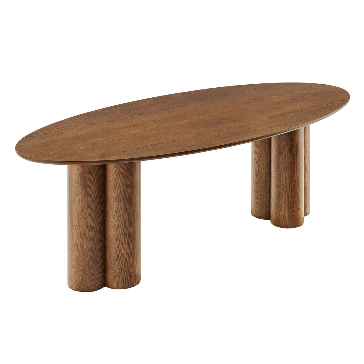 Table de salle à manger ovale sur pied Renwick de 79 po en placage de chêne