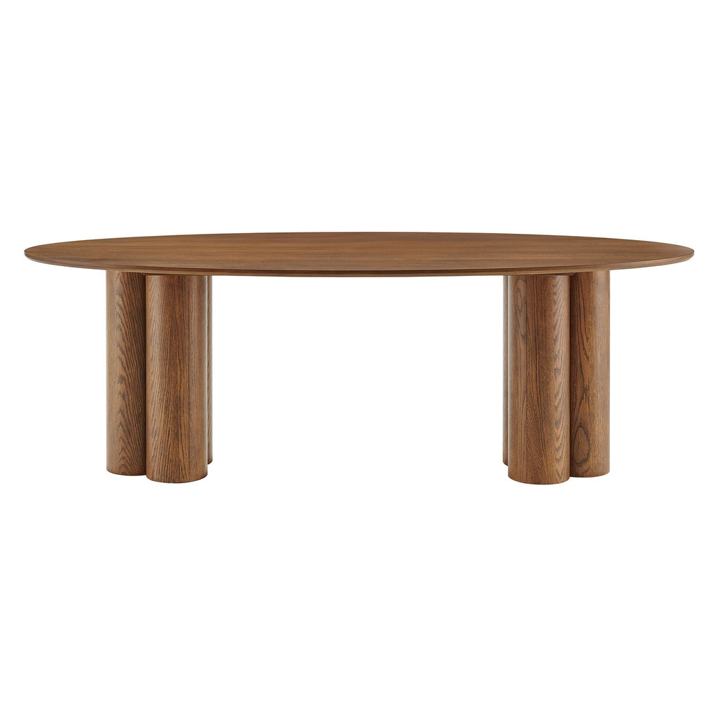 Table de salle à manger ovale sur pied Renwick de 79 po en placage de chêne