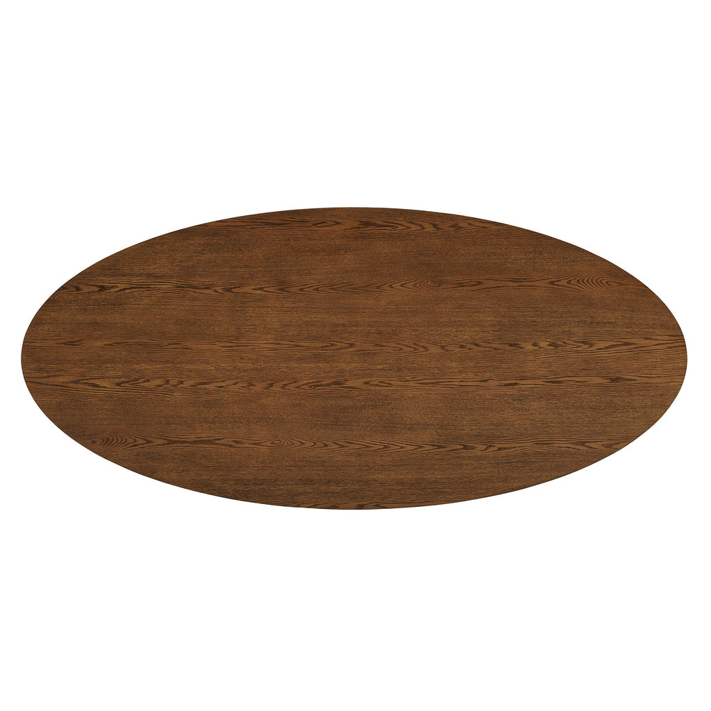 Table de salle à manger ovale sur pied Renwick de 79 po en placage de chêne