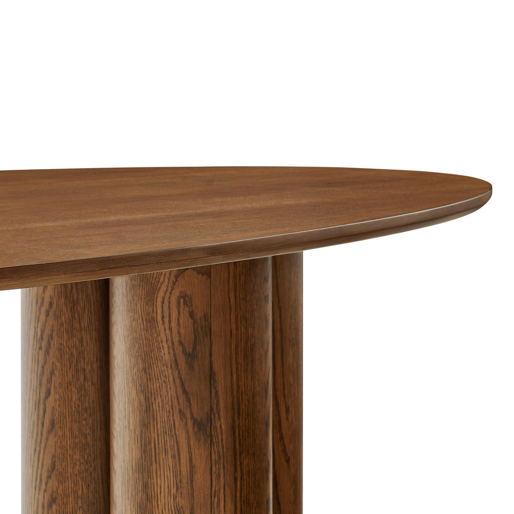 Table de salle à manger ovale sur pied Renwick de 79 po en placage de chêne