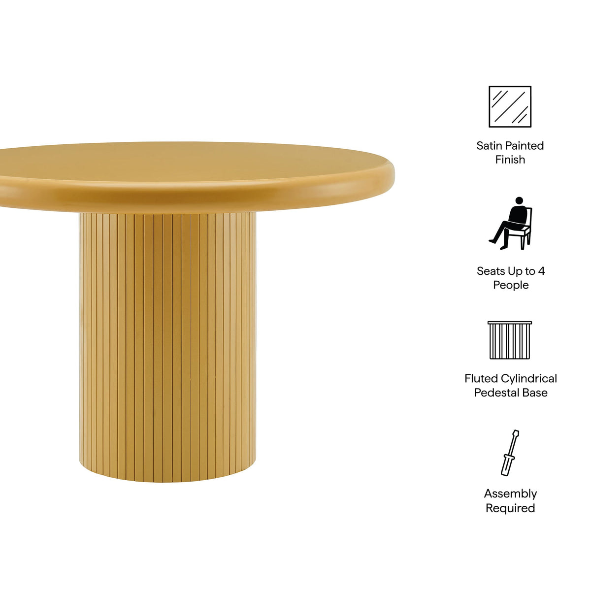 Table à manger ronde sur pied en bois peint Belmonte de 45 po
