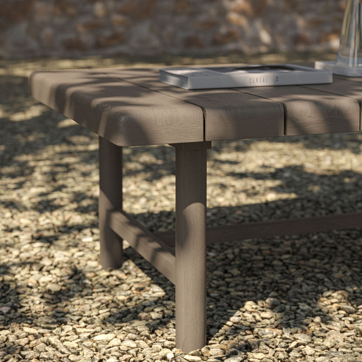 Table basse d'extérieur Eleni en bois de teck de 104 cm