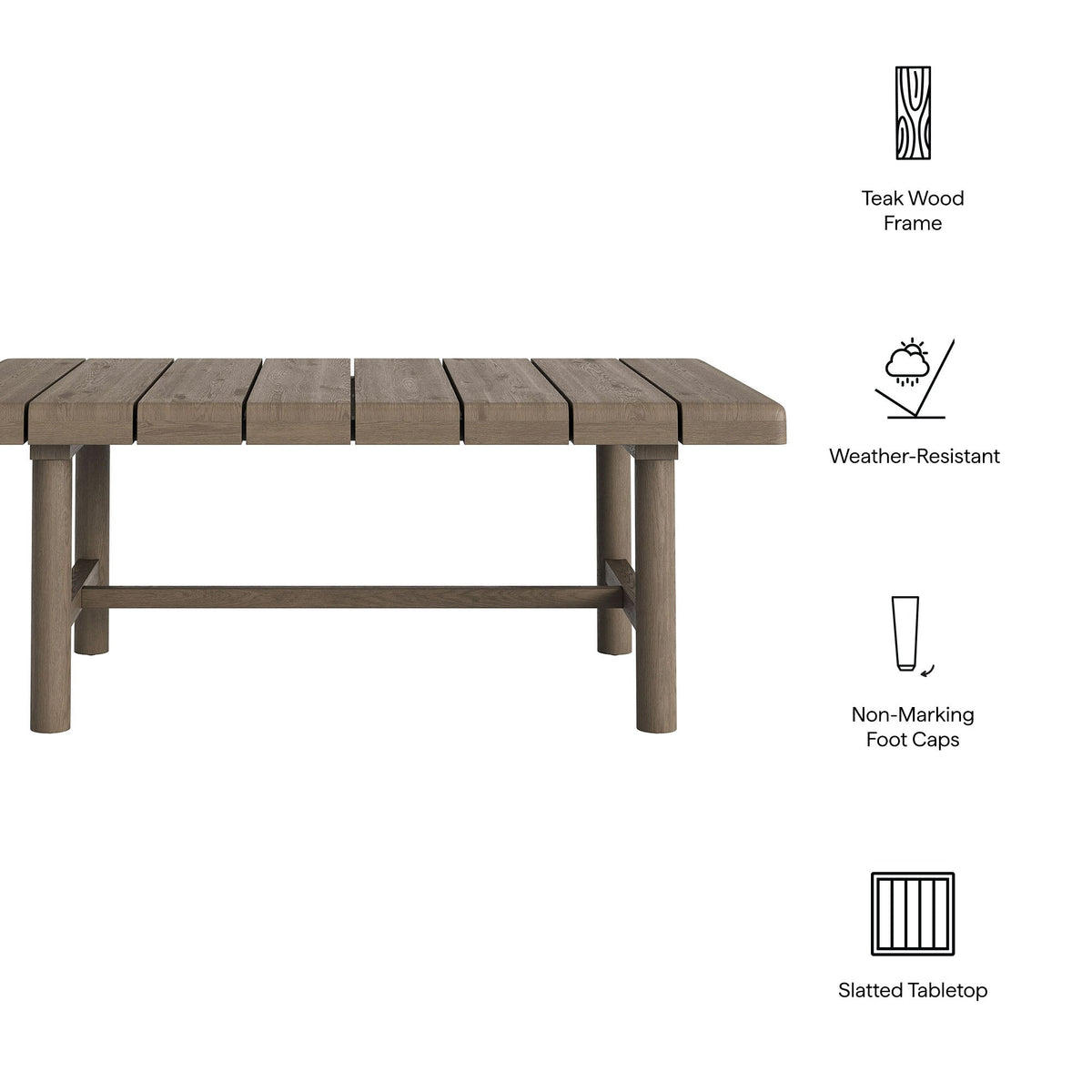 Table basse d'extérieur Eleni en bois de teck de 104 cm