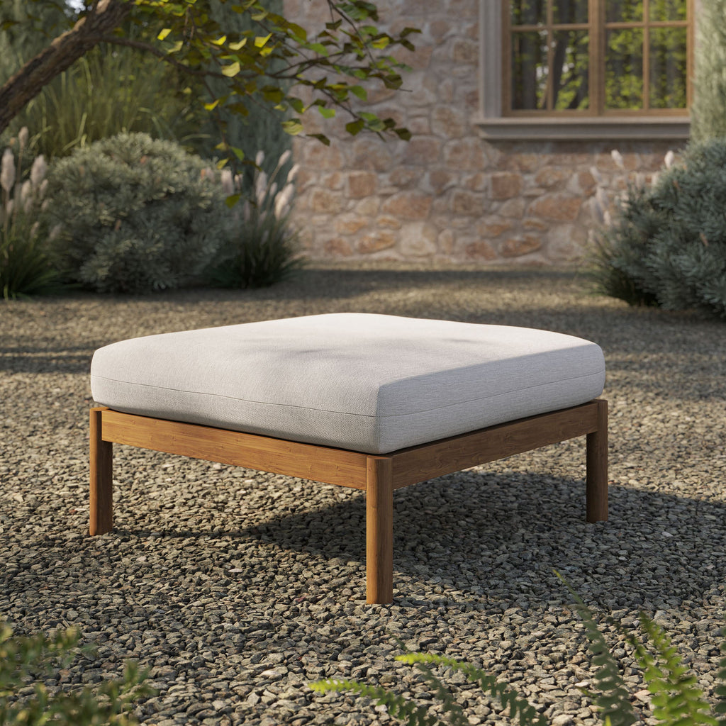 Pouf d'extérieur en teck Eleni Square