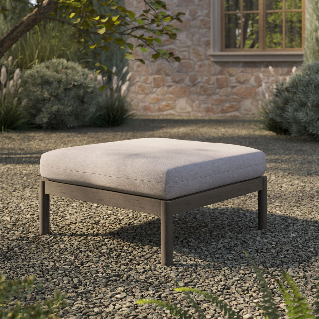 Pouf d'extérieur en teck Eleni Square