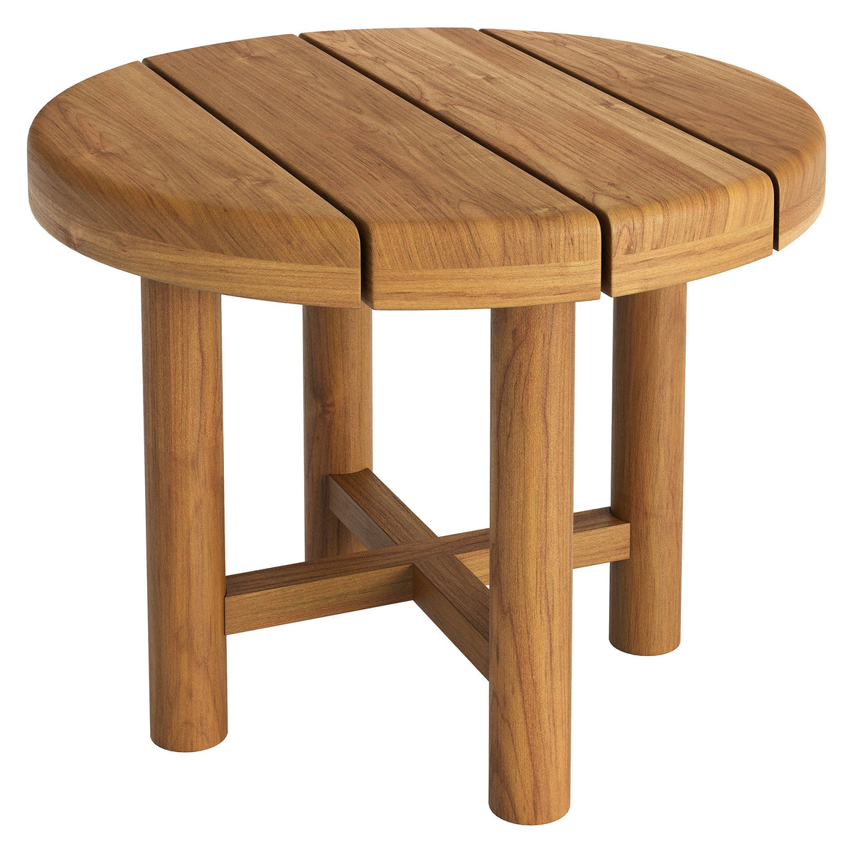 Table d'appoint ronde d'extérieur en teck de 20 pouces Eleni