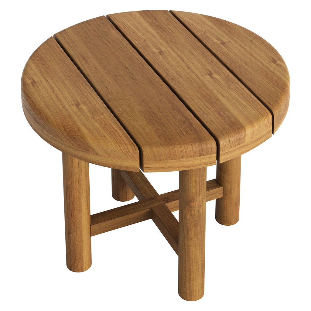 Table d'appoint ronde d'extérieur en teck de 20 pouces Eleni