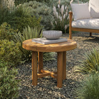 Table d'appoint ronde d'extérieur en teck de 20 pouces Eleni