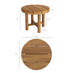 Table d'appoint ronde d'extérieur en teck de 20 pouces Eleni
