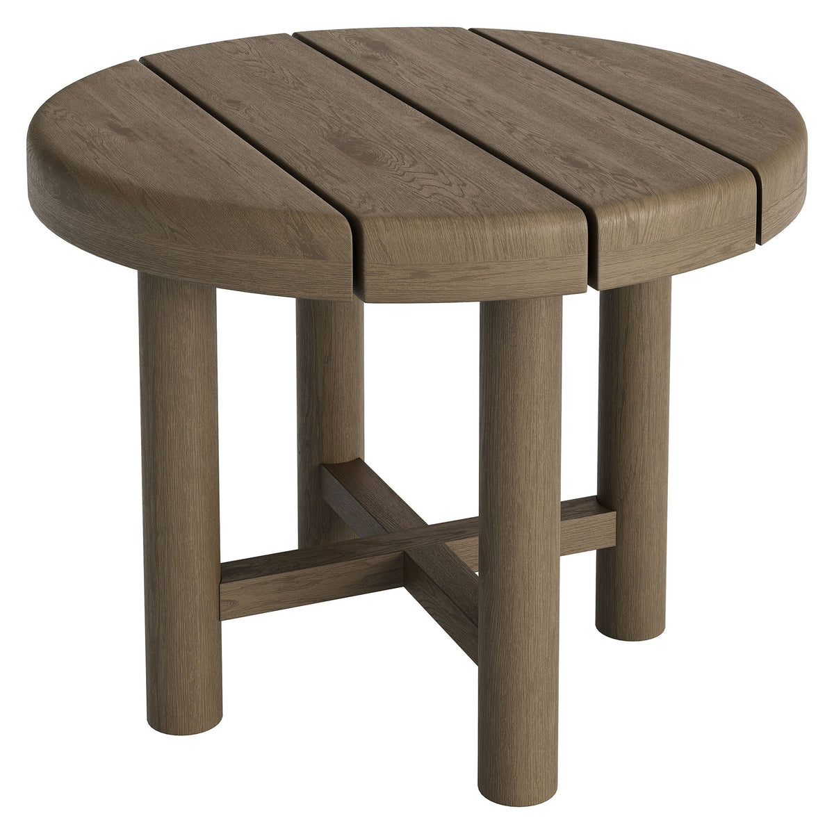 Table d'appoint ronde d'extérieur en teck de 20 pouces Eleni