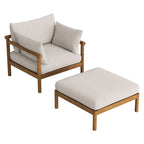 Ensemble fauteuil et repose-pieds d'extérieur Eleni en teck 2 pièces