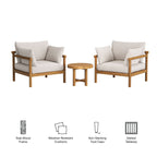Ensemble de mobilier d'extérieur 3 pièces en teck Eleni