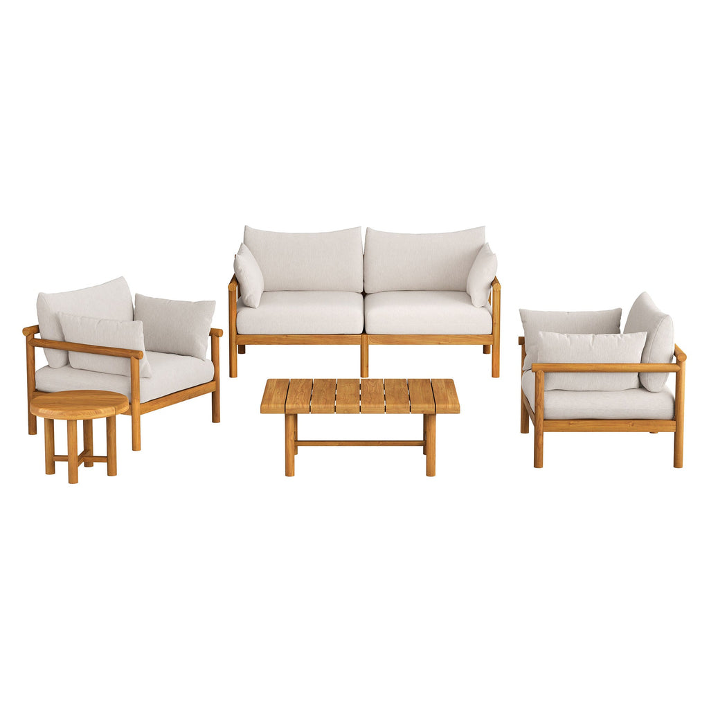 Ensemble de mobilier d'extérieur 5 pièces en teck Eleni